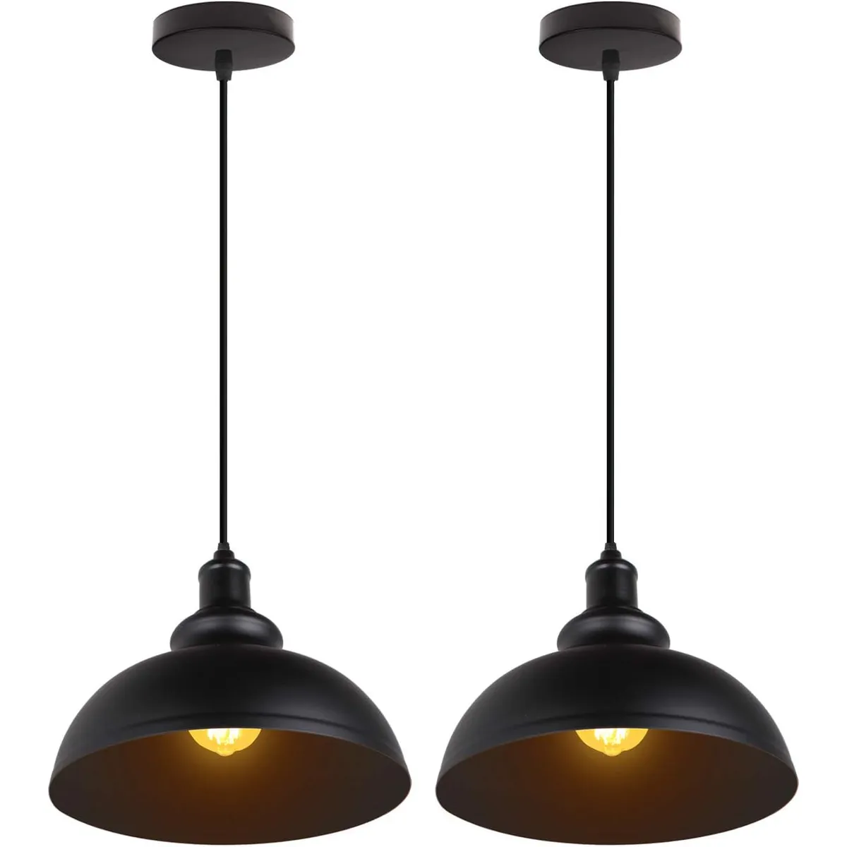 HOME NEAT - 2 Unidades lámpara colgantes vintage E27 lámpara techo ø29cm Negro