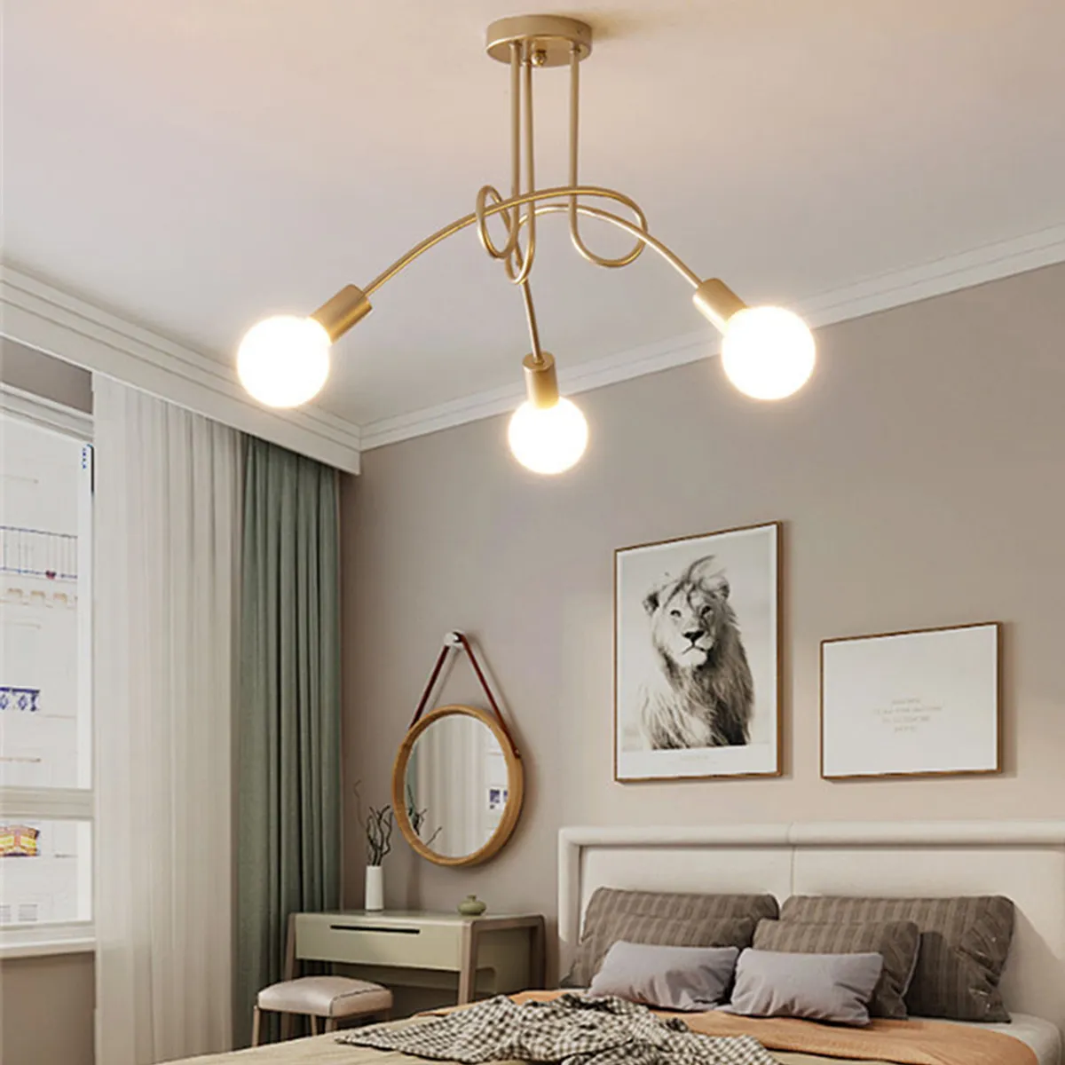 HOME NEAT - Home-neat lámparas de techo vintage diy de 3 luces color oro