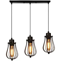 HOME NEAT - Lámpara de techo 3 Luces forma melón metal E27 Negro