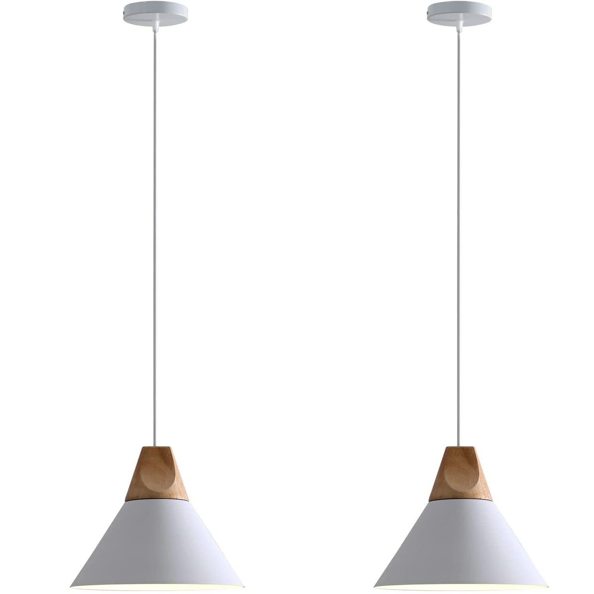 HOME NEAT - 2 Unidades Lámpara de techo madera moderna nórdica e27 ø25cm