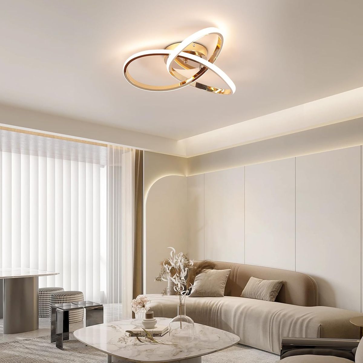 HOME NEAT - LED Lampara Colgante de Techo 3 colores 40CM - Oro rosa