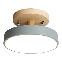 HOME NEAT - Lámpara de techo LED de 18cm con base de madera - Gris
