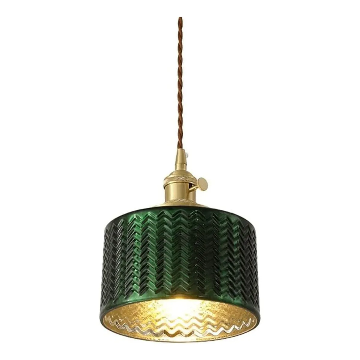 HOME NEAT - Lámpara Colgante De Vidrio Con Patrón De Ondas Ø16cm - Verde