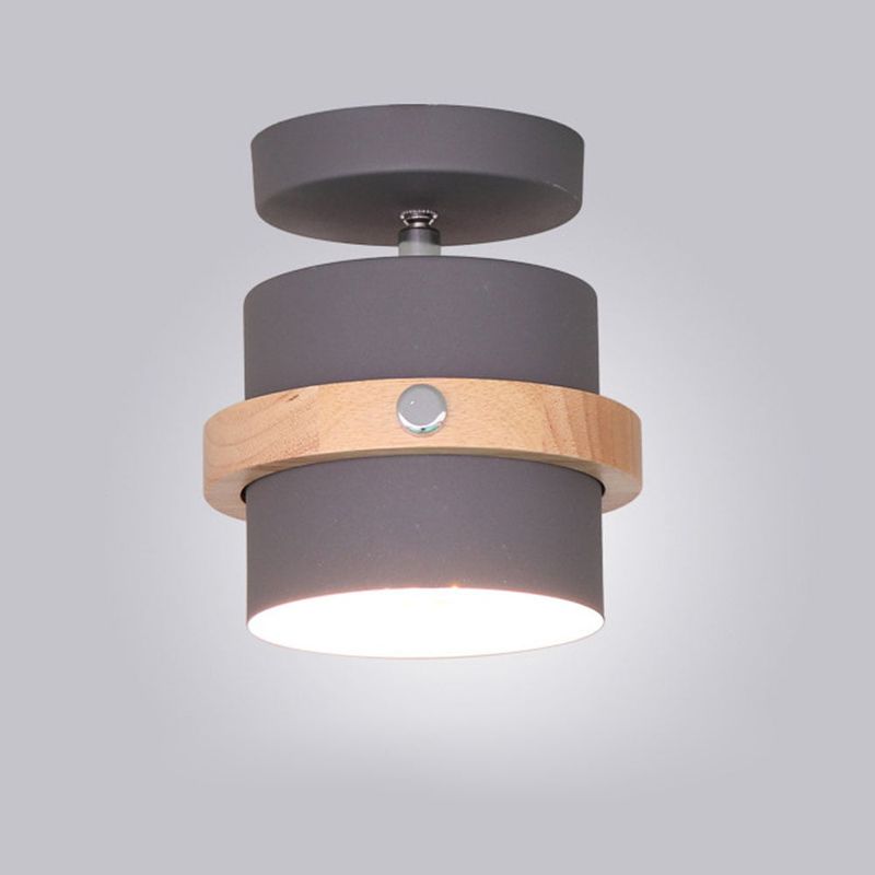 HOME NEAT - Lámpara de techo madera moderna ø15cm Gris E27