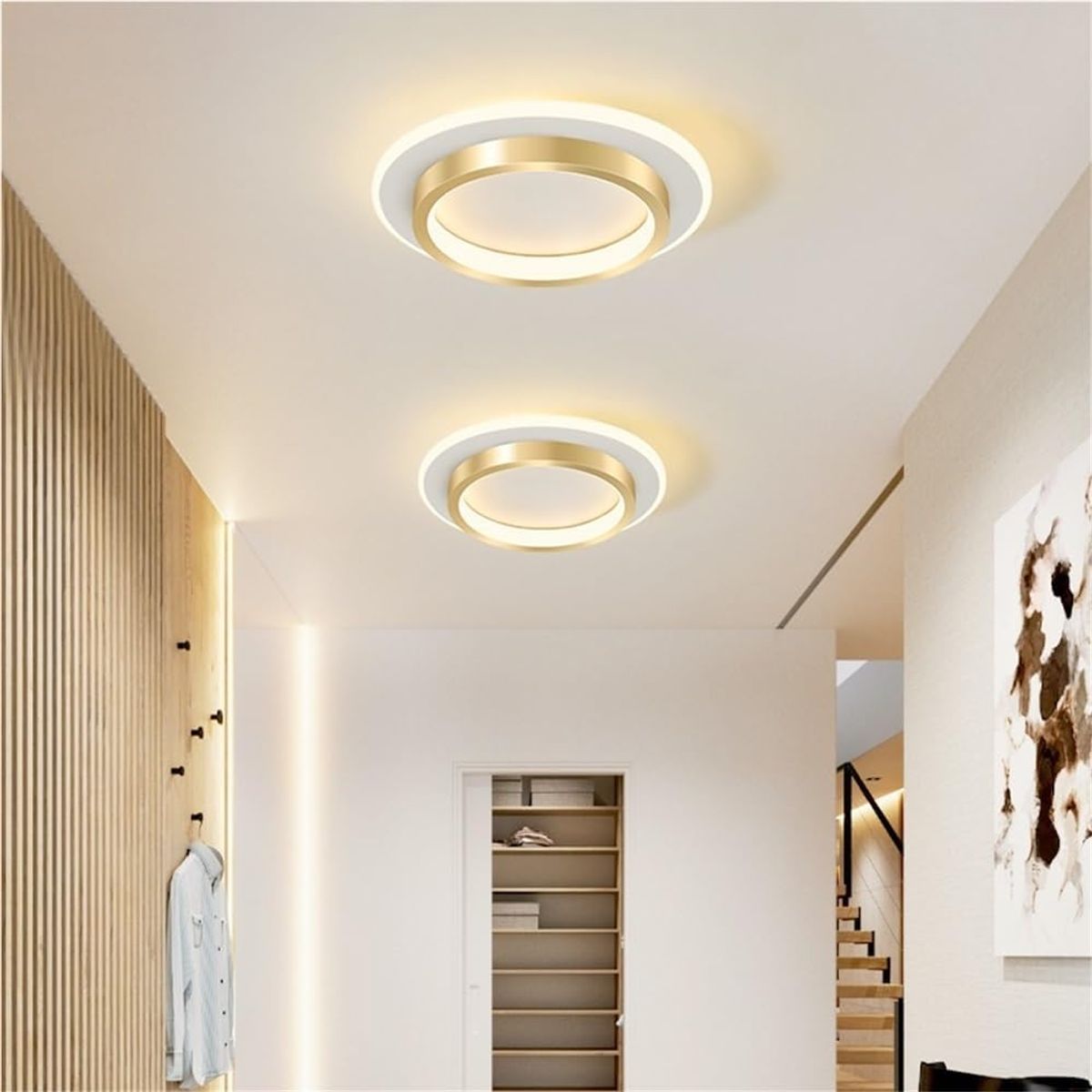 HOME NEAT - Lámparas de techo LED acrílica Redonda moderno 24cm 3 colores - Dorado