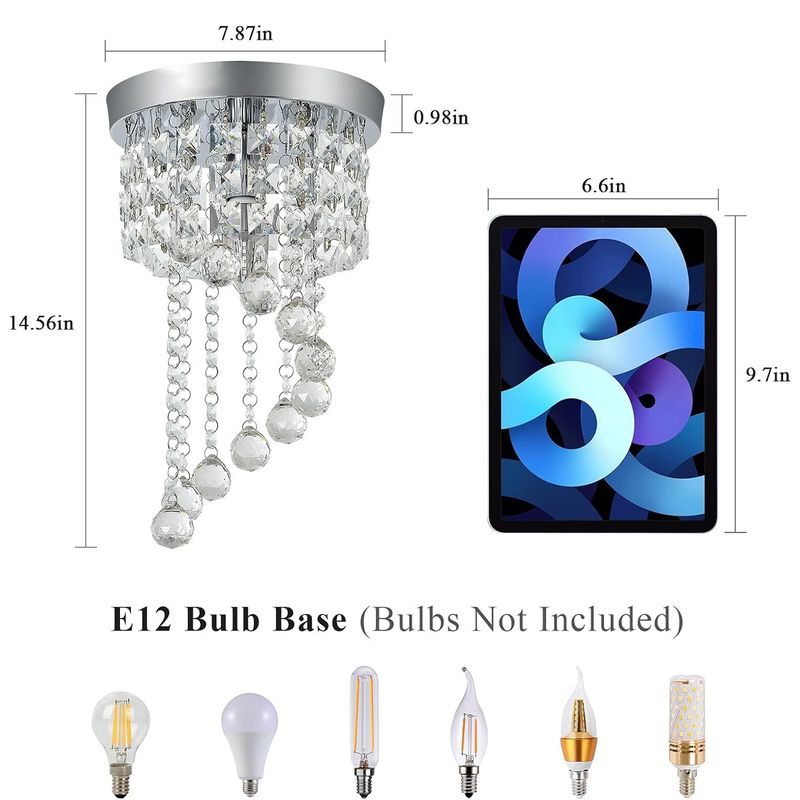 HOME NEAT - Lámpara de Techo de Cristal E14 Moderna 37 * 20cm