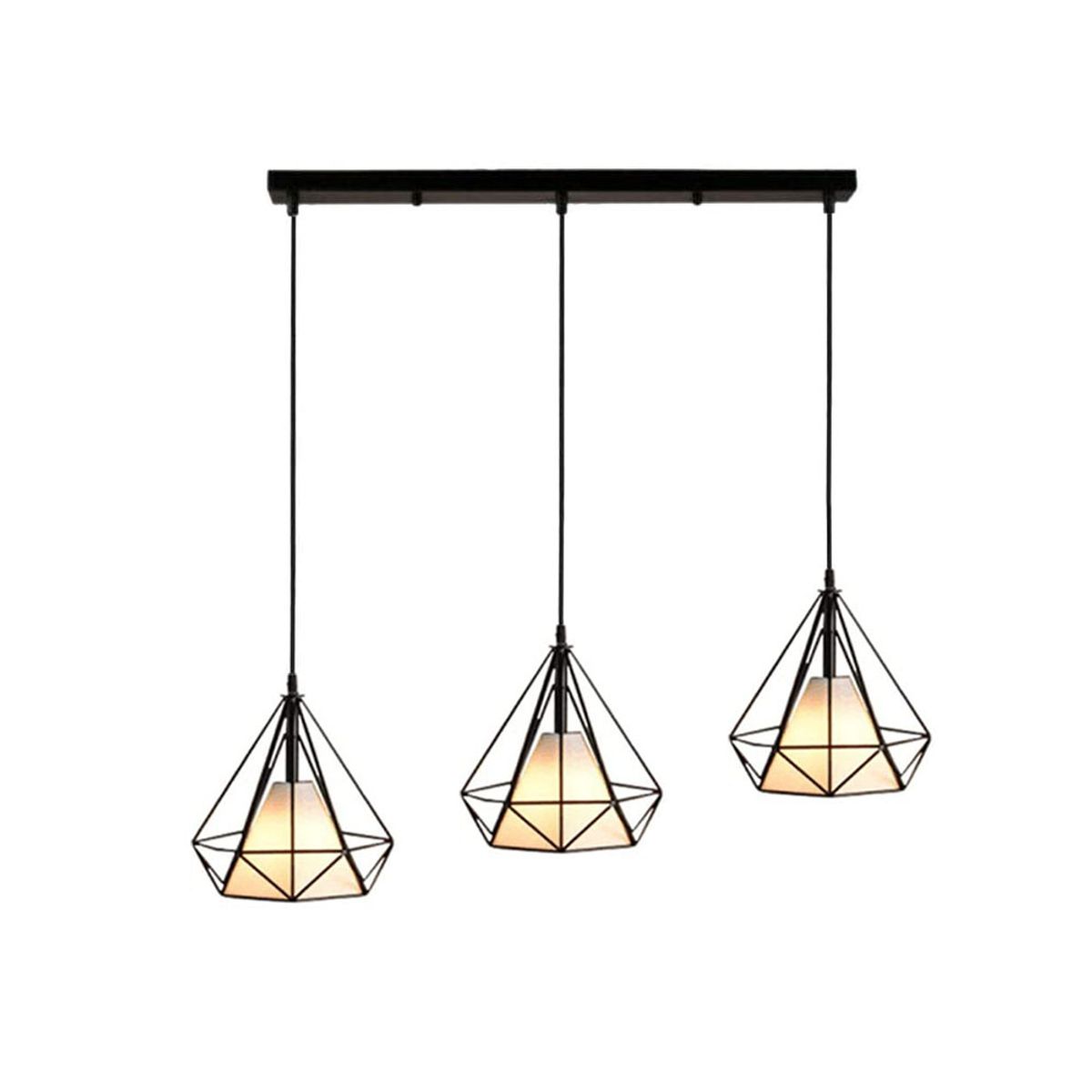 HOME NEAT - Lampara colgante de techo 3 Luces E27 ø20cm - Negro.