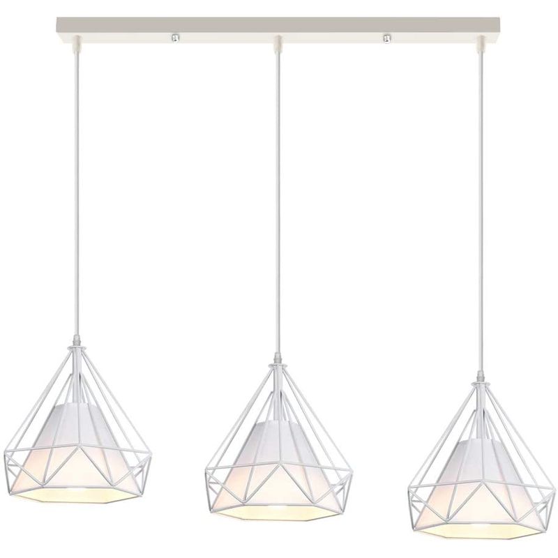 HOME NEAT - Lampara colgante de techo 3 Luces E27 ø20cm - Blanco