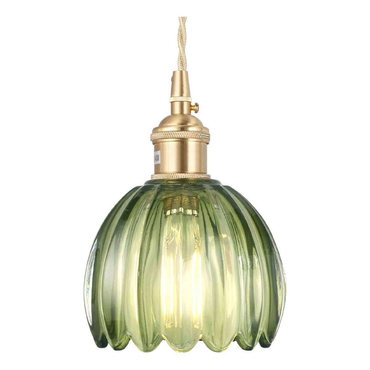 HOME NEAT - Lámpara Colgante De Vidrio Rayado Flor Ø12cm - Verde