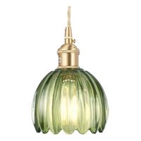 Lámpara Colgante De Vidrio Rayado Flor Ø12cm - Verde