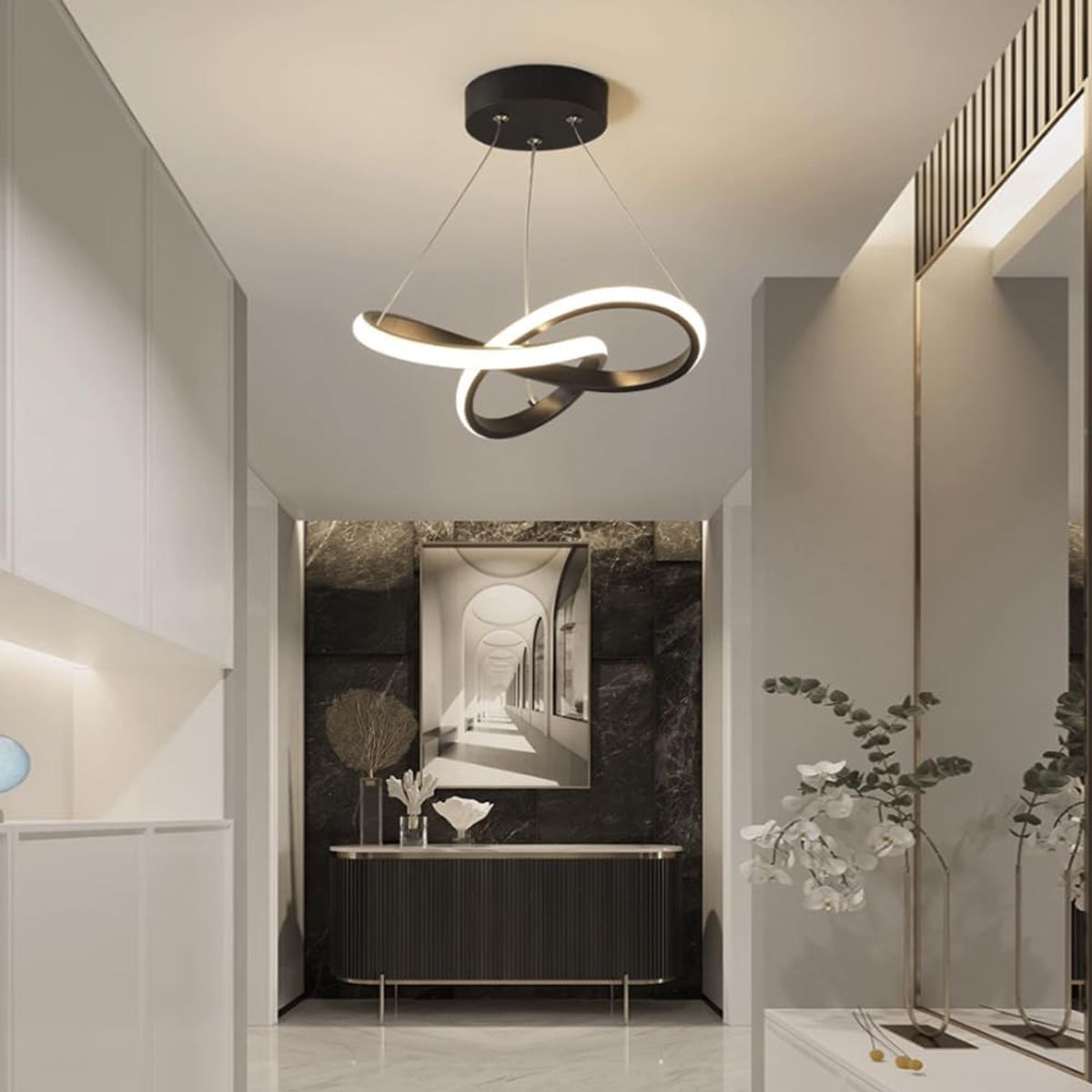 LED Lampara Colgante de Techo 3 colores 30CM - Negro, marca HOME NEAT - Foto 2
