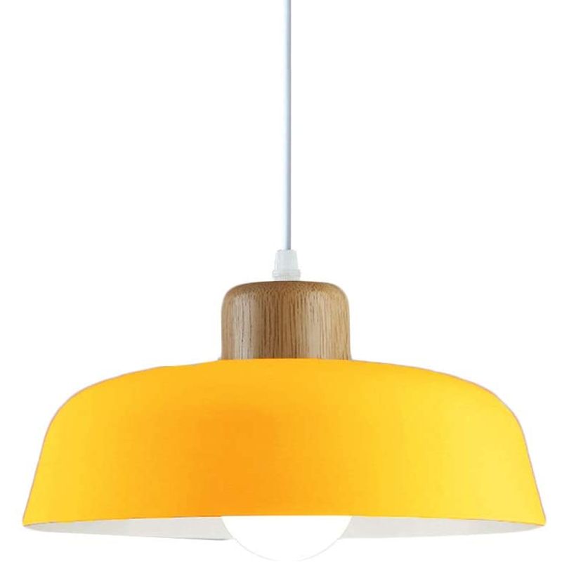 HOME NEAT - Lámpara de colgante de metal madera redonda moderna nórdica e27.