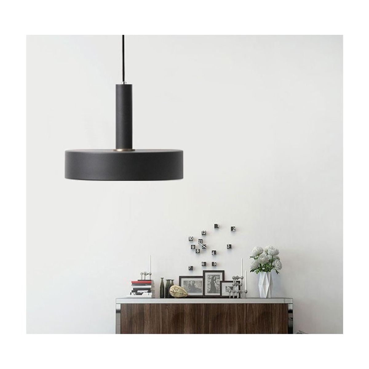 HOME NEAT - Lámpara colgante de techo de metal nórdica e27 ø30cm - Blanco