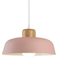 Lámpara de colgante de metal madera redonda moderna nórdica e27