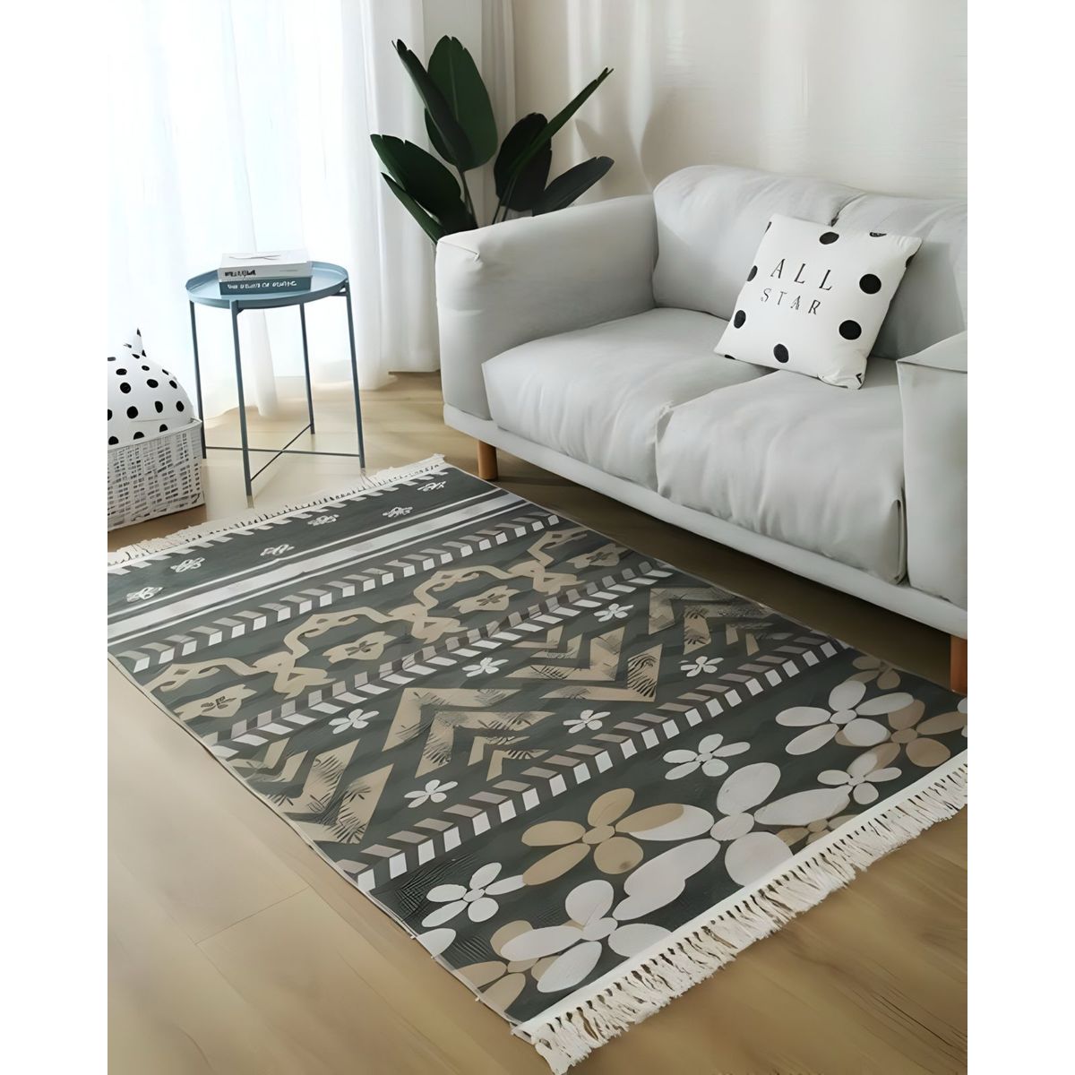 GENERICO - ALFOMBRA DE LINO 160 X 200 ELEGANTES CON FLECOS