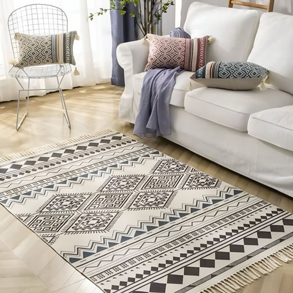 GENERICO - ALFOMBRA DE LINO 160 X 200 ELEGANTES CON FLECOS