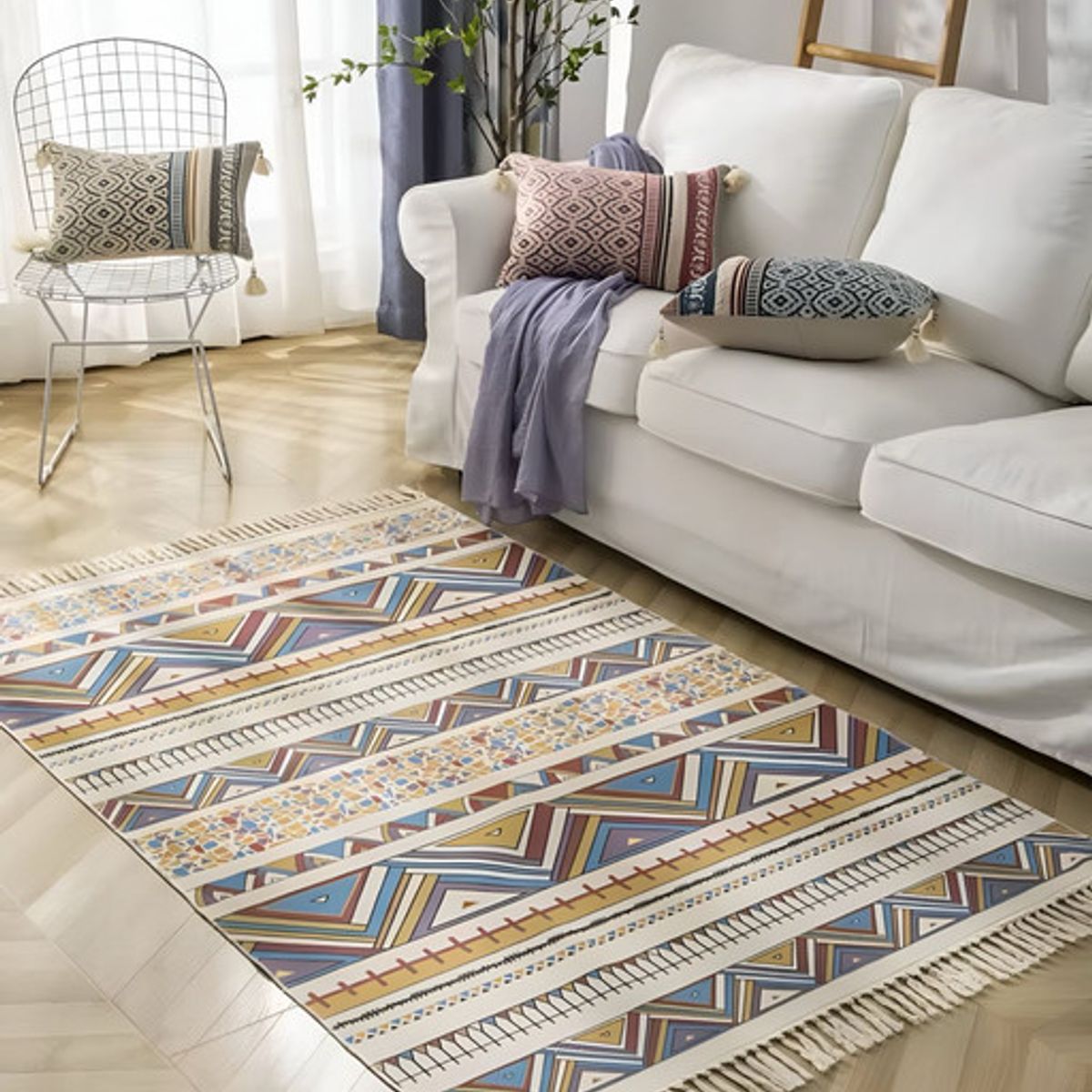 GENERICO - ALFOMBRA DE LINO 160 X 200 ELEGANTES CON FLECOS