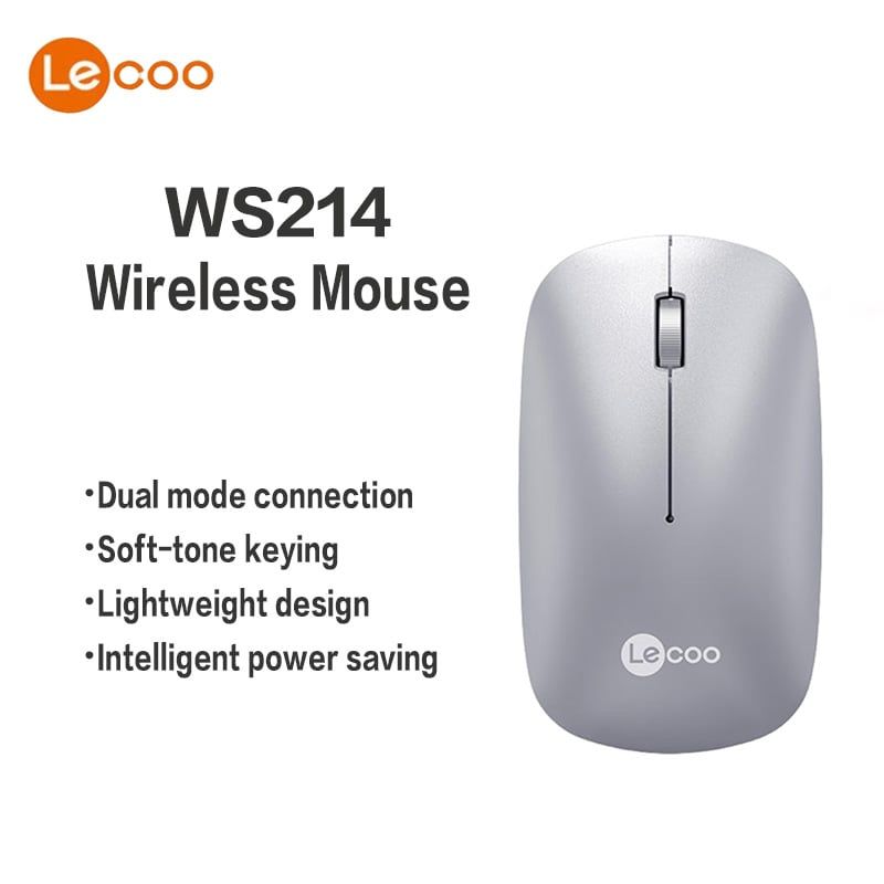 LECOO - Mouse Inalámbrico Lenovo LECOO WS214 de 24G - Plata