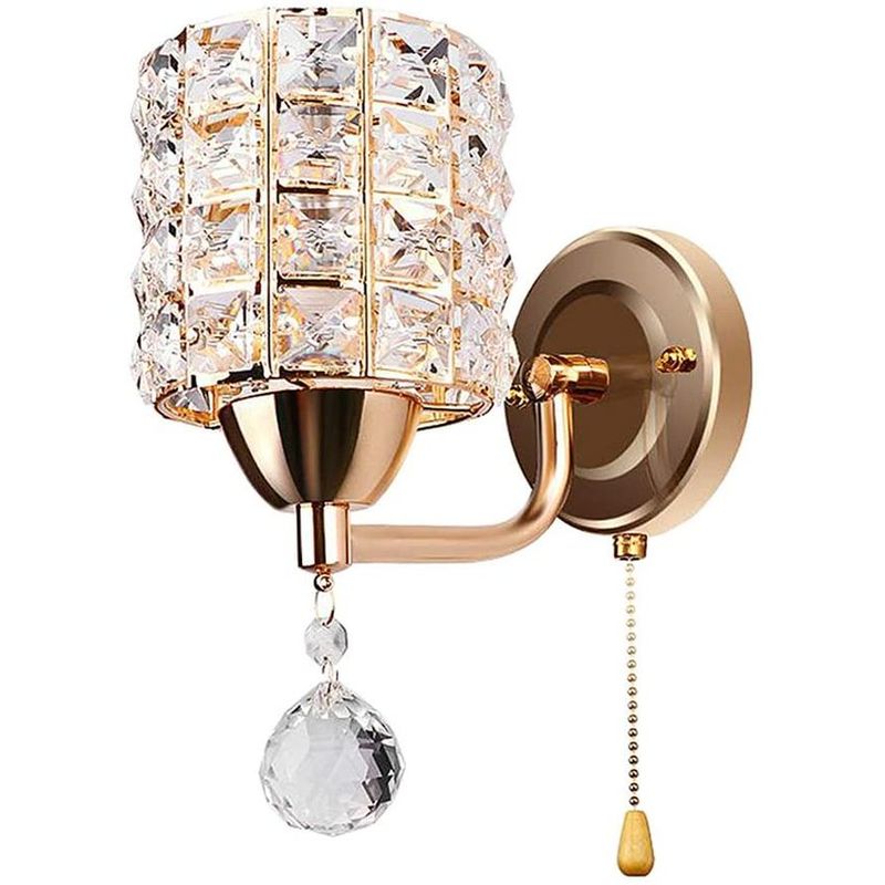 HOME NEAT - Lámpara de pared de cristal moderna con  interruptor e27 oro