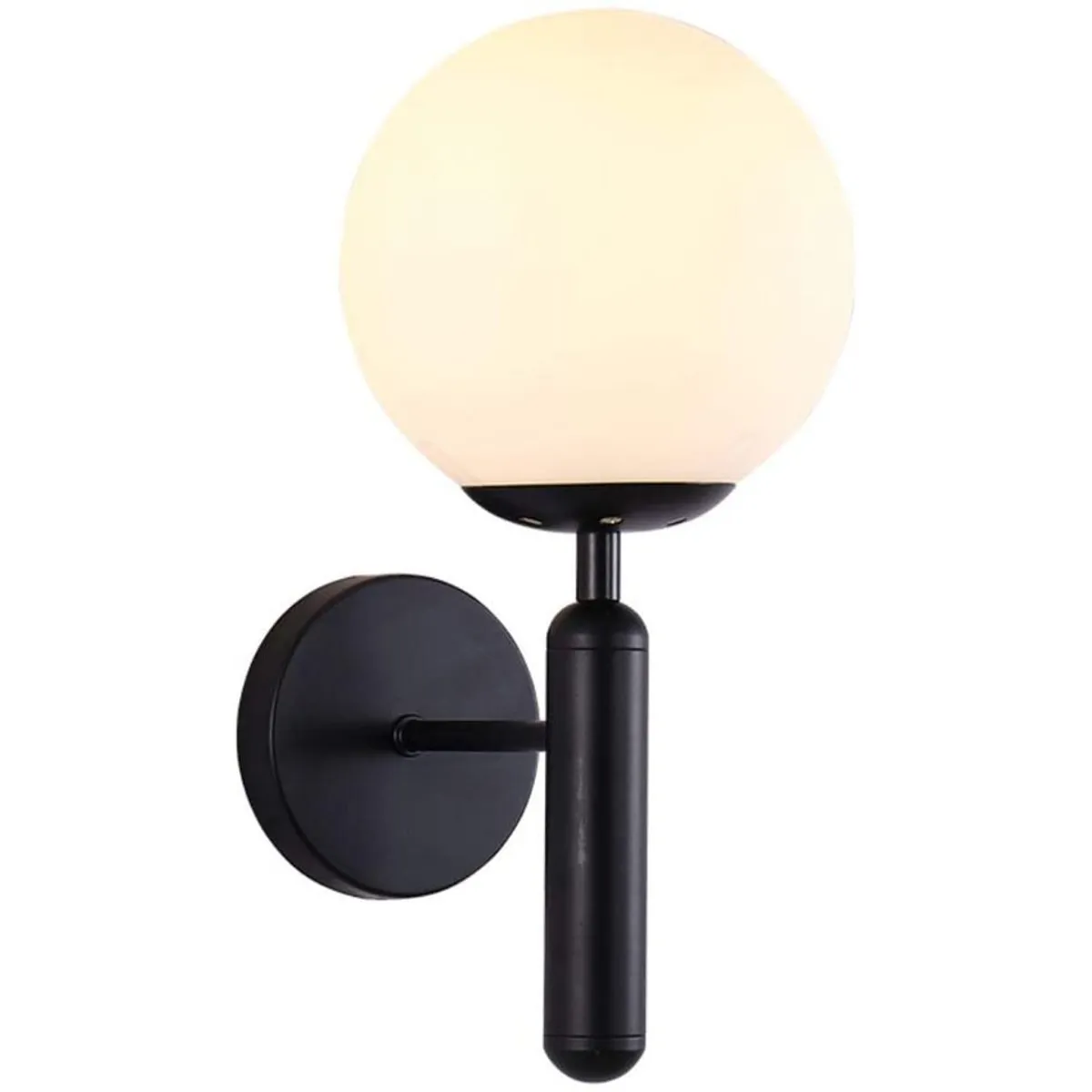 HOME NEAT - Lámpara de pared moderno con pantalla de bola vidrio blanco E27 negro