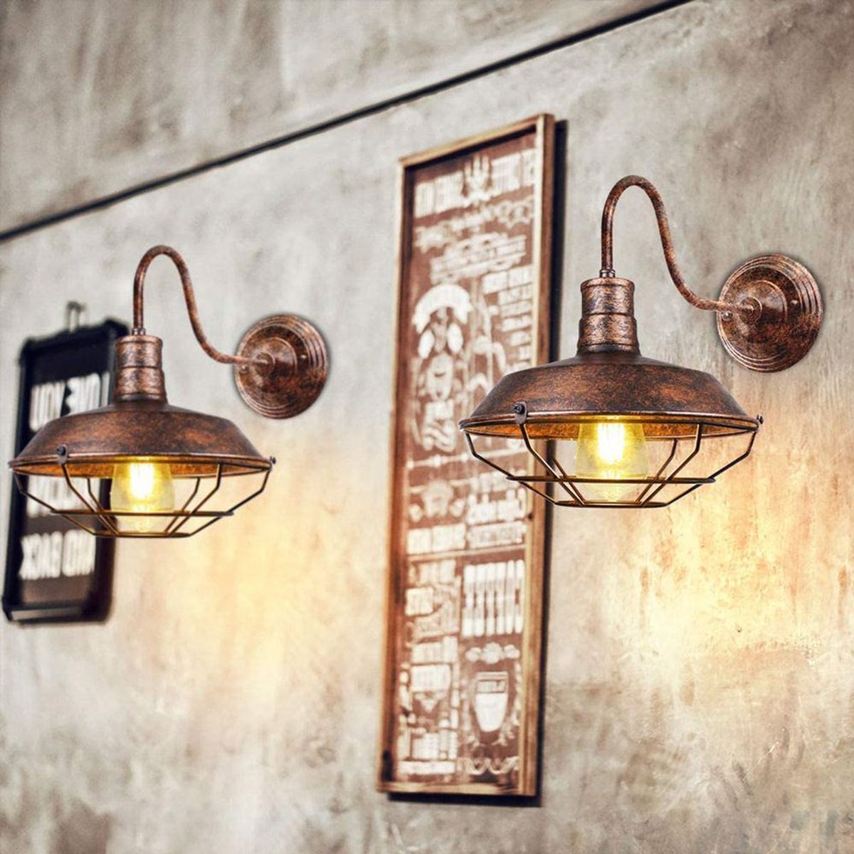 2 Unidades Lámpara de pared vintage e27 aplique de pared - óxido, marca HOME NEAT - Foto 2