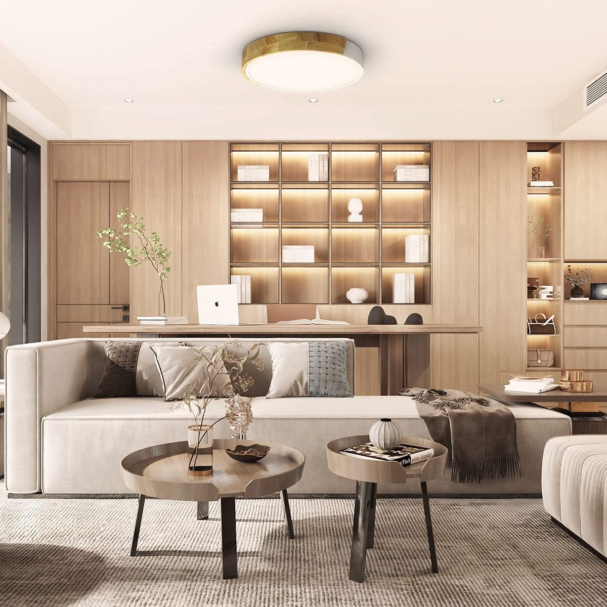 HOME NEAT - LED Lámpara de Techo Moderna Ø30cm Regulable con control remoto Blanco