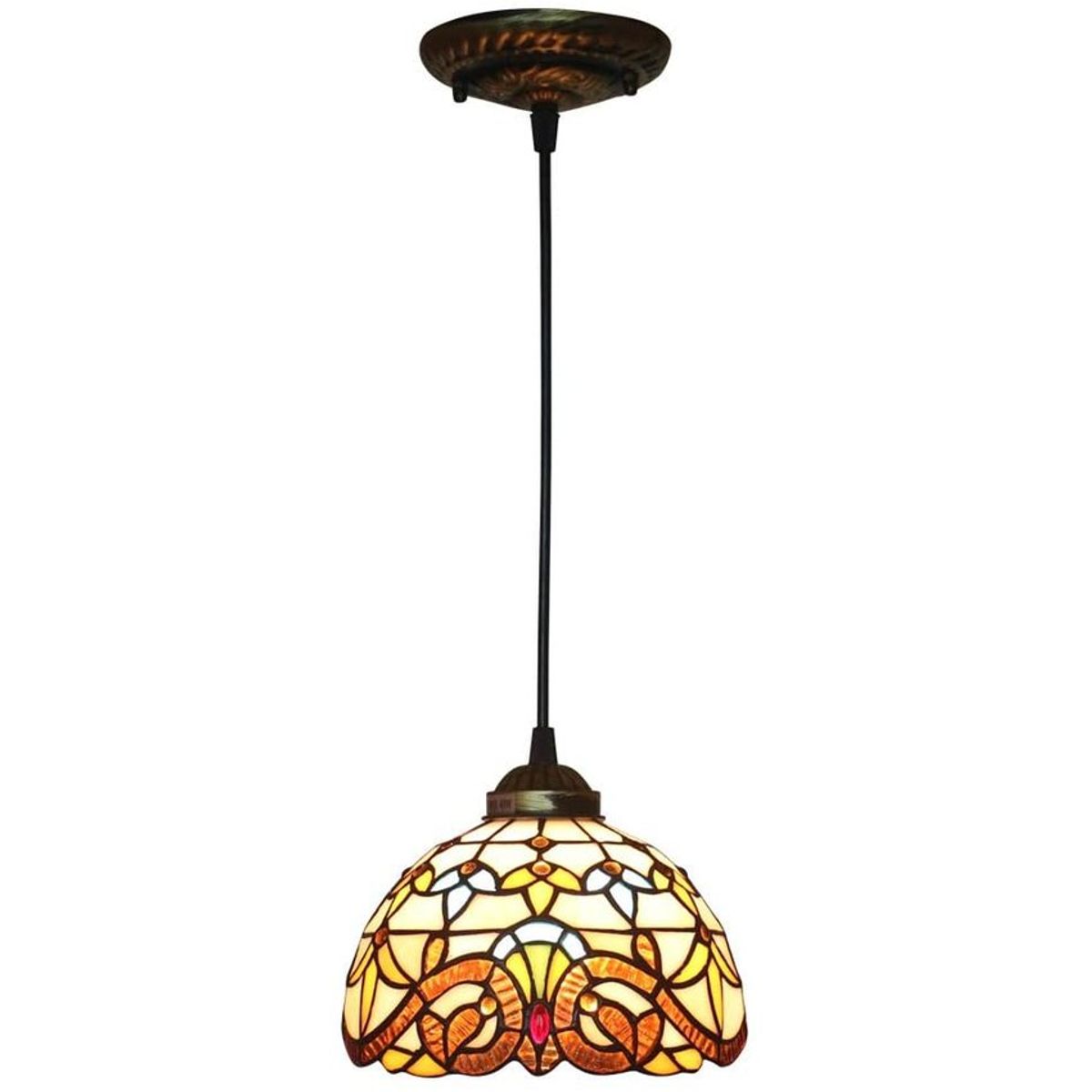 HOME NEAT - Lámpara colgante de vidrio Tiffany Barroco 20cm E27