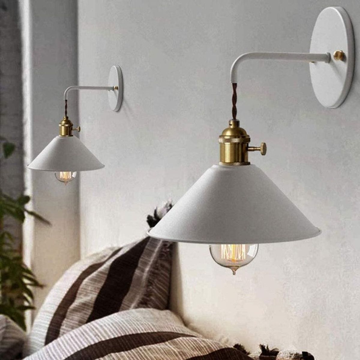 HOME NEAT - Apliques de pared vintage metal lámpara de pared retro blanco