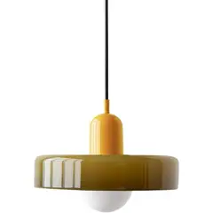 HOME NEAT - Lámpara Colgante de Techo Redonda de Vidrio 25cm E27 - Amarelo