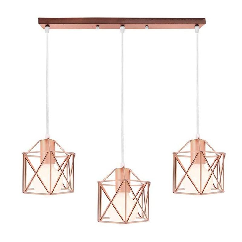HOME NEAT - Lámpara de techo industrial vintage 3 luces E27 Rosa