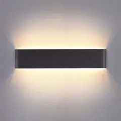 HOME NEAT - Lámpara de pared led 14w moderna aluminio 36cm Negro Blanco Cálido