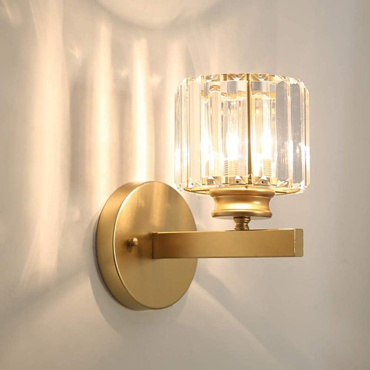 HOME NEAT - Lámpara de pared moderna estilo cristal metálica - Dorado