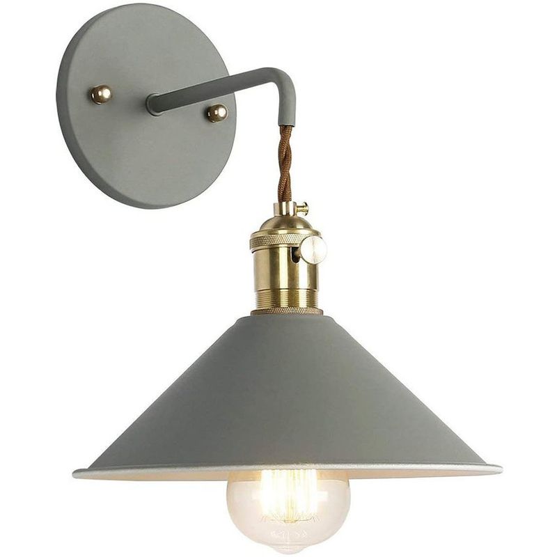 HOME NEAT - Apliques de pared vintage metal rusticos lámpara de pared retro gris