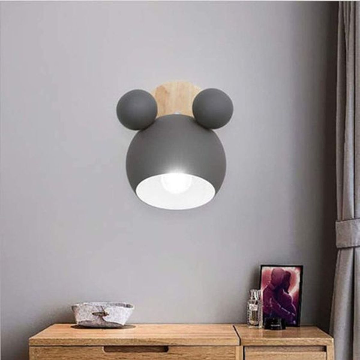 HOME NEAT - Lámpara de pared E27 Micky - Gris