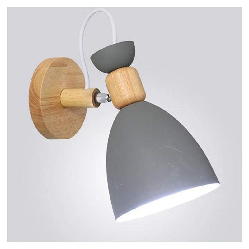 HOME NEAT - Lámpara de pared moderna madera e27 iluminación de apliqu metal Gris