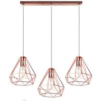 Lámpara colgante de techo diamante 3-cabezas Moderno Oro Rosa