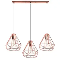 HOME NEAT - Lámpara colgante de techo diamante 3-cabezas Moderno Oro Rosa