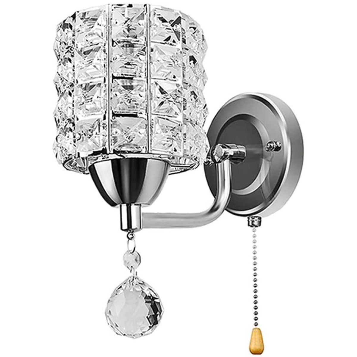 HOME NEAT - Lámpara de pared de cristal moderna con  interruptor e27 plata