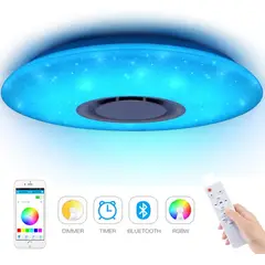 HOME NEAT - Luces LED de techo para música 60W Con Bluetooth y mando a distancia