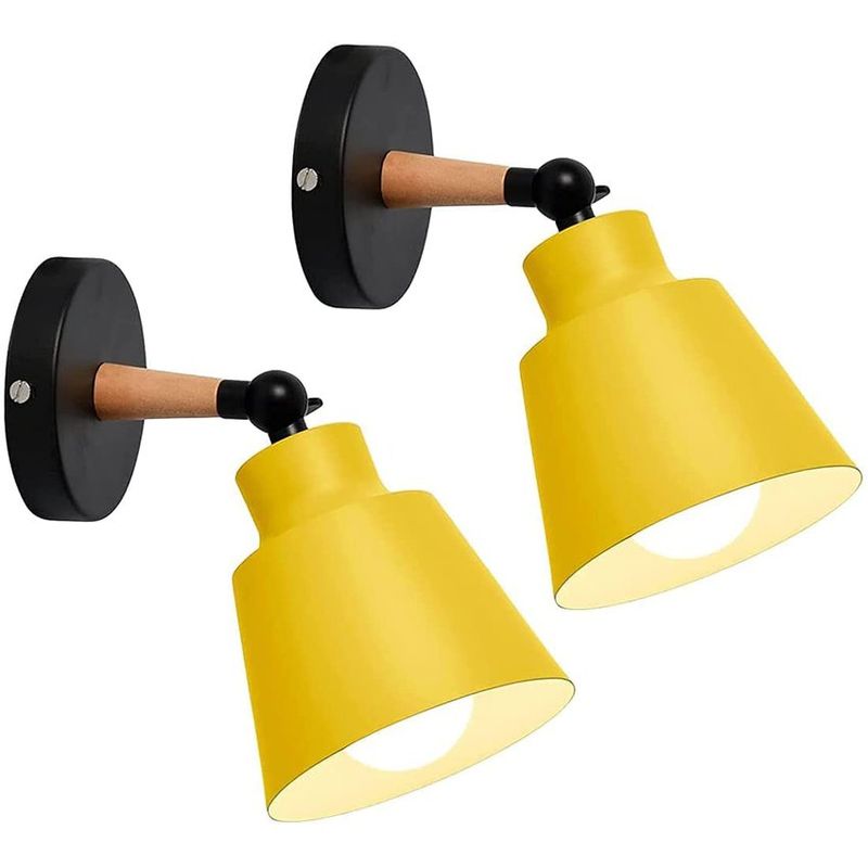 HOME NEAT - 2 Unidades Apliqué Metal Lámparas de pared modernas E27 - Amarillo