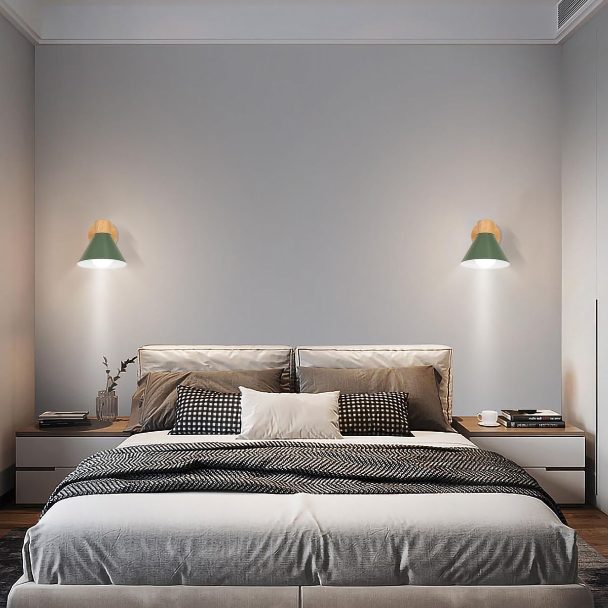 HOME NEAT - 2 Unidades Aplique de Pared Moderno E27 Ø18cm - Verde.