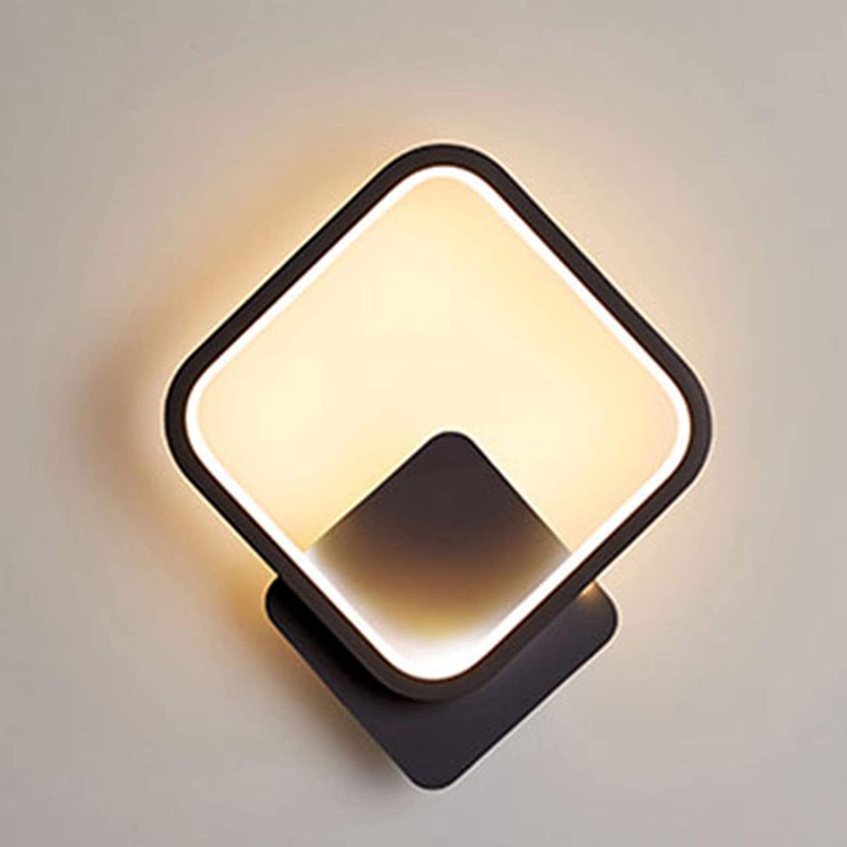 HOME NEAT - Apliqué LED 3 colors lámpara de pared 13w Cuadrado Negro.