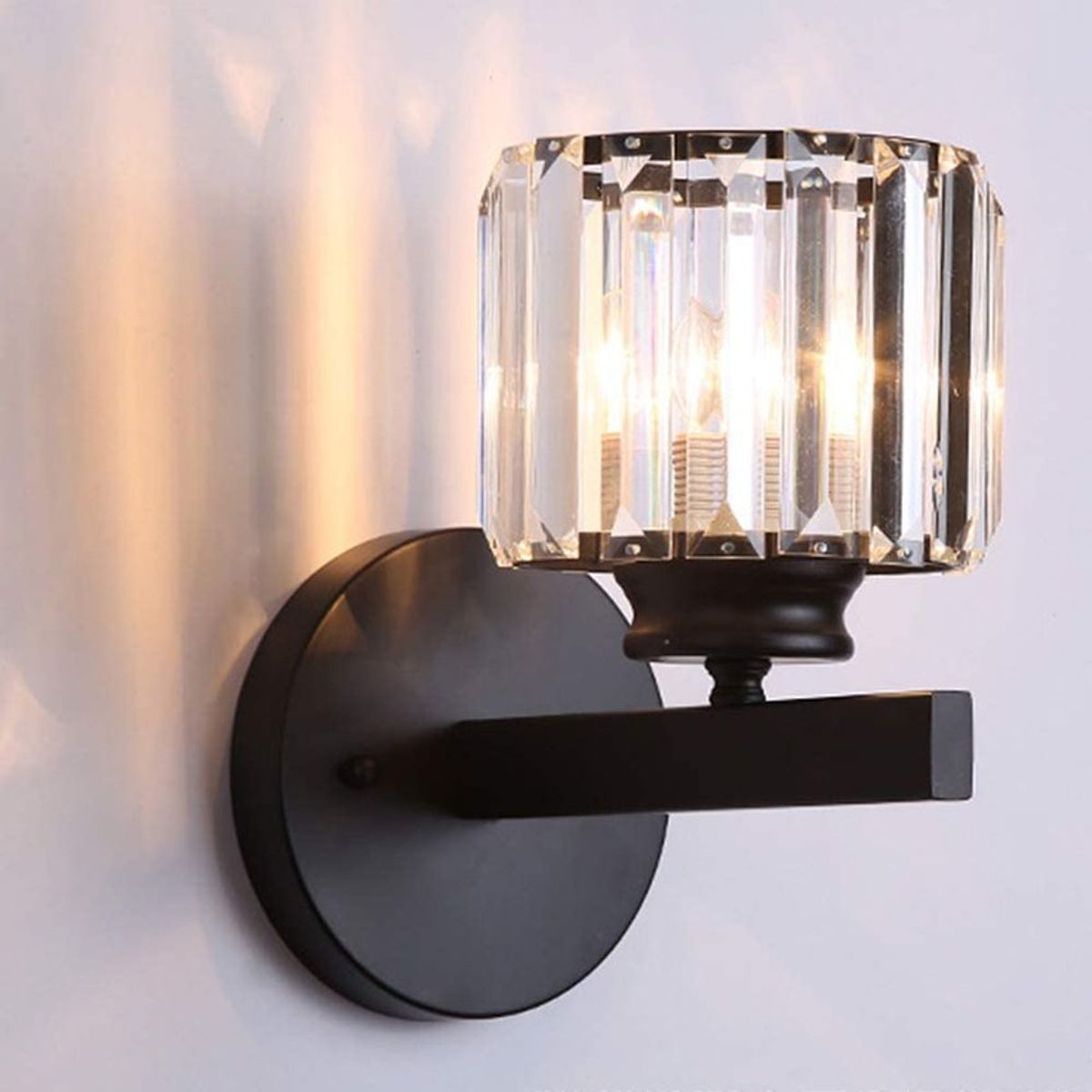 HOME NEAT - Moderno apliques de pared lámpara luz de pared cristal e27 negro