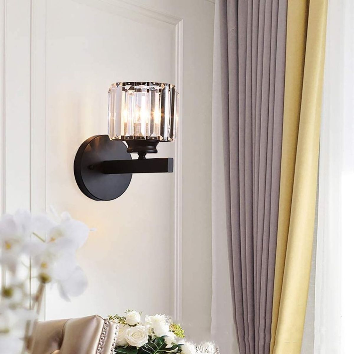 HOME NEAT - Moderno apliques de pared lámpara luz de pared cristal e27 negro