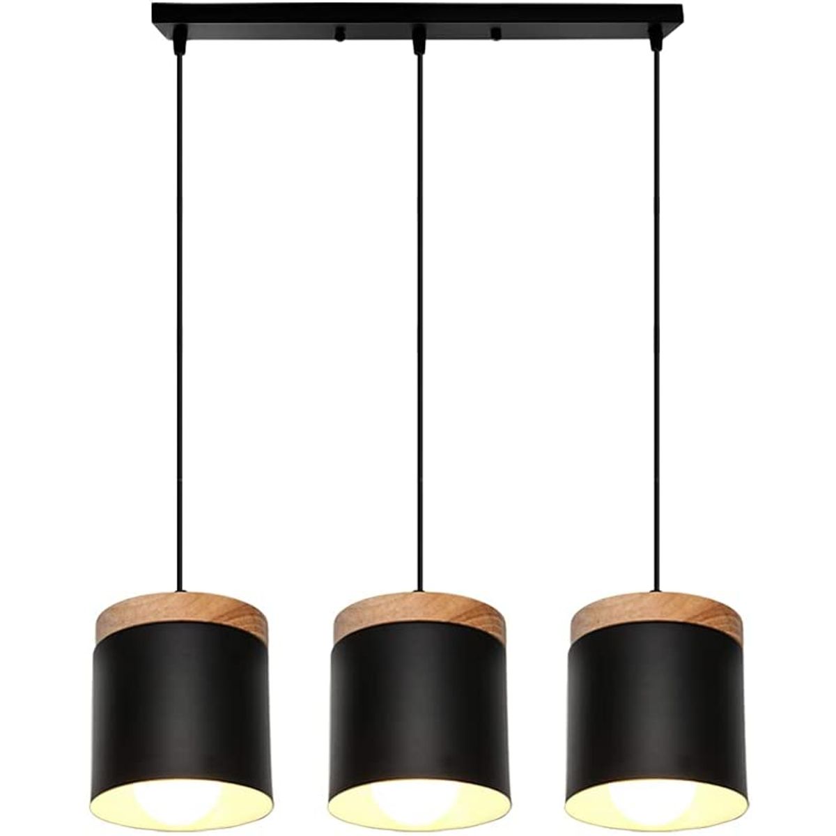 HOME NEAT - Nórdica E27 Lámpara colgante Moderno Lámpara de techo 3 Luces Negro