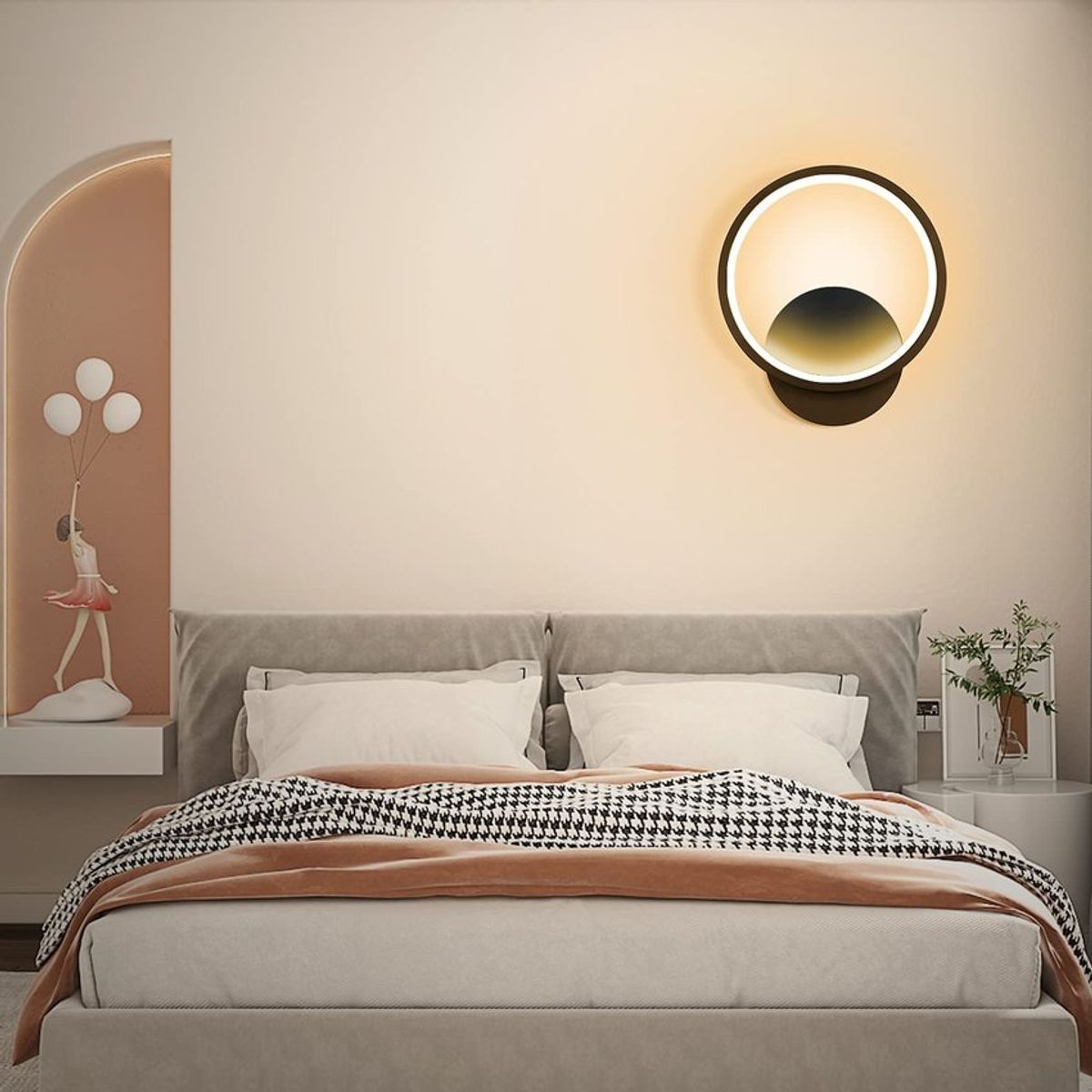 HOME NEAT - Aplique pared interior led 12w lámpara de pared moderna blanco cálido