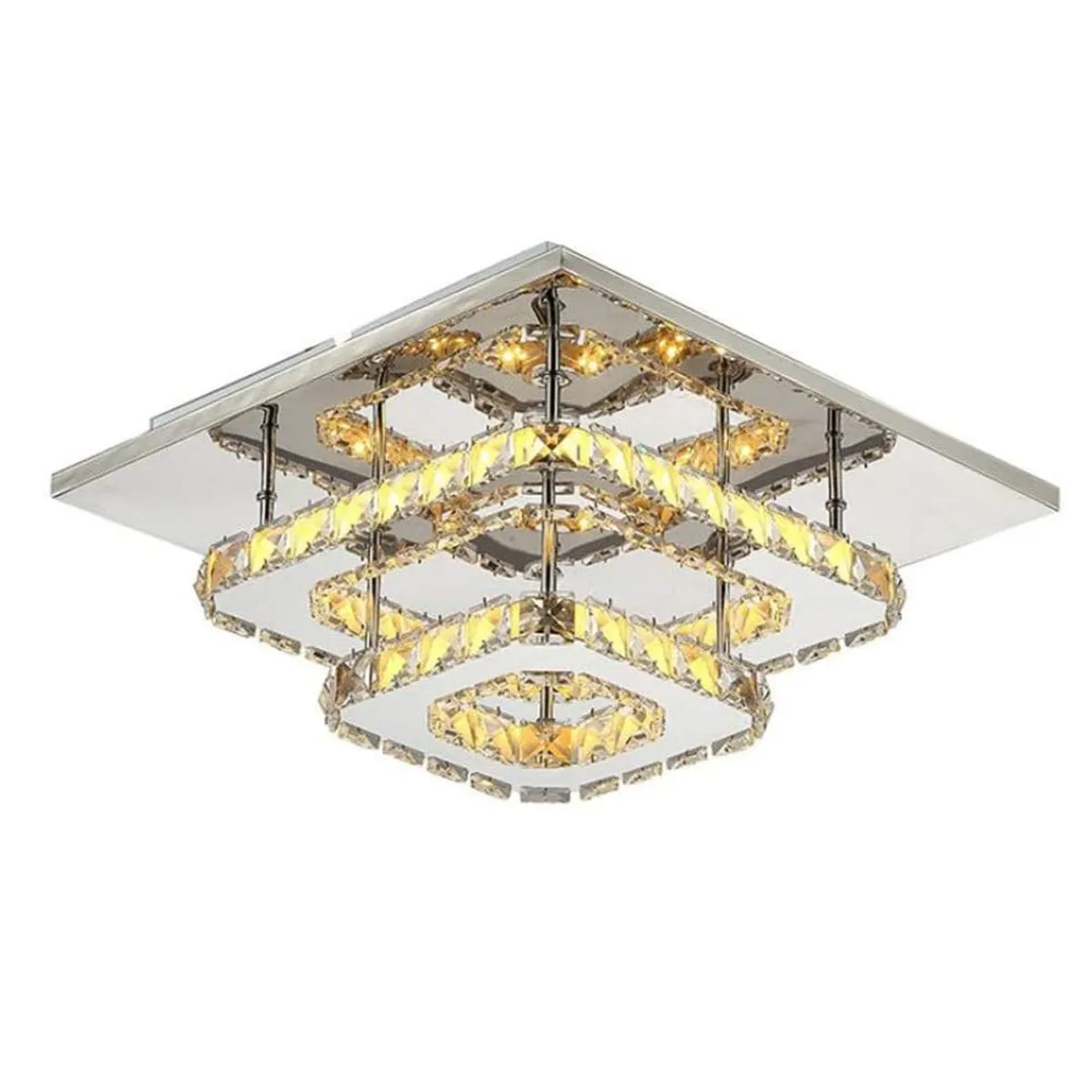 HOME NEAT - Lampara Techo de Cristal LED 36W Acero Inoxidable 3 Colores.