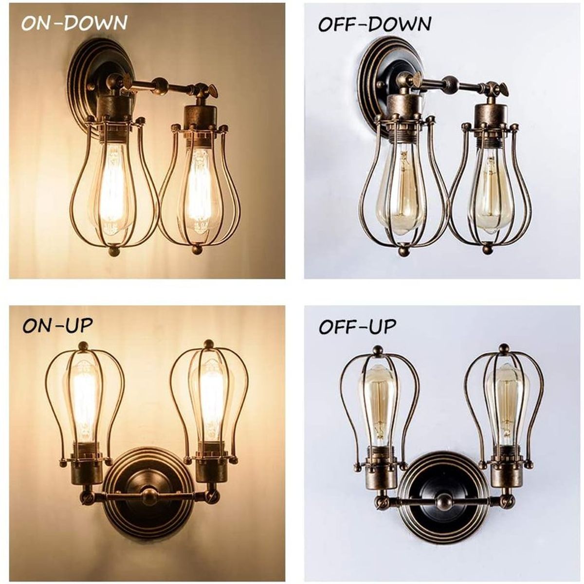 HOME NEAT - Lámparas de pared iluminación ajustable retro para e27 bombilla