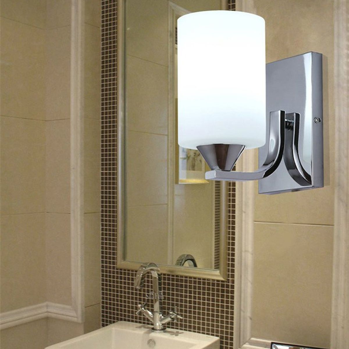 HOME NEAT - Lámpara de pared de vidrio vintage e27 aplique de pared plata