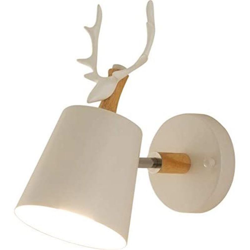 HOME NEAT - Lámparas de pared madera nórdico antler lampshade e27 blanco